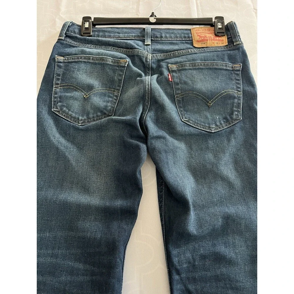Levi’s 514 Straight Fit Medium Wash Blue Denim Jeans Men’s 33x30